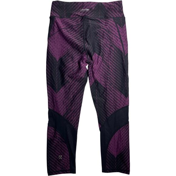 Calvin Klein Performance Purple Black Print Capri Leggings - Picture 1 of 5
